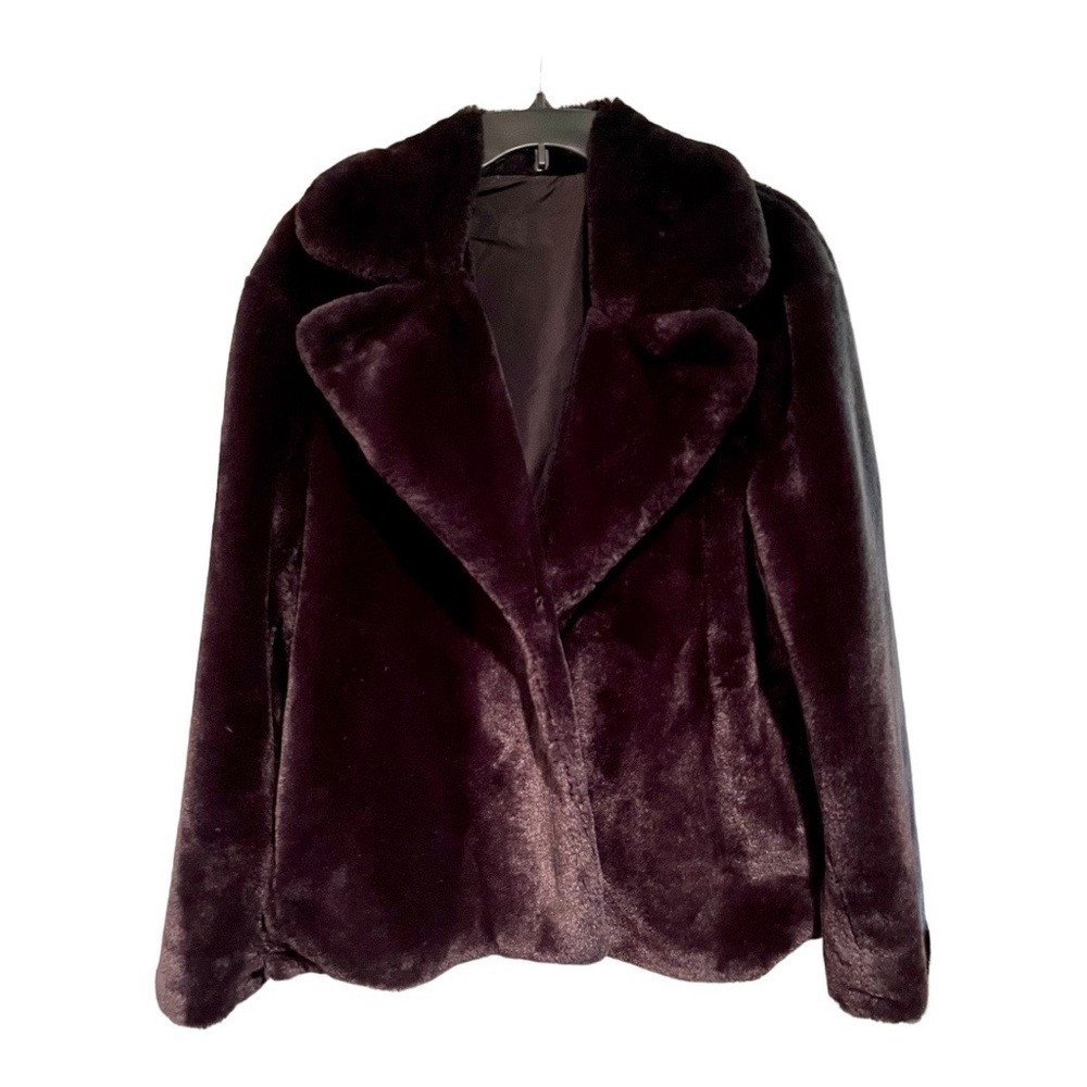 NINE WEST, FABULOUS, BLACK FAUX FUR TEDDY JACKET. SIZE XL